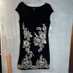 INC International Concepts NWT Black Floral Embroidered Pima Cotton Modal LARGE